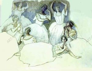 Группа танцовщиц. Ольга Хохлова лежит на переднем плане